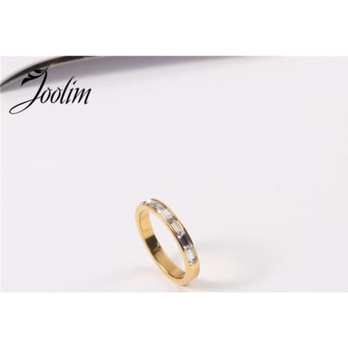 Joolim Clear Glass Pave Stainless Steel Rings for Women Trendy 2020 Costume Jewelry