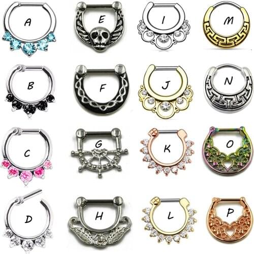 Showlove-1pcs 16g stepum Nose Clicker Hoop Rings Navel Lip Nipple Tragus Cartilage Ring Piercing Body Jewelry