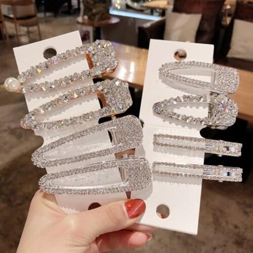 Korean Crystal Hairpins Women Hair Jewelry Fashion Simulation Pearl Gold Barrettes Clips Pins Wedding Bridal Tiara Accessories