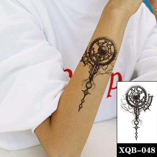 Creative Gear Compass Waterproof Temporary Tattoo Sticker Black Root Design Fake Tattoos Flash Tatoos Arm Body Art for Women Men