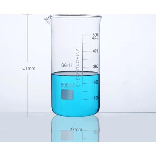 Laboratory Measuring Glass Beaker Glass Tall Form Beaker Graduated High Borosilicate Glass Measuring Cup 500ml