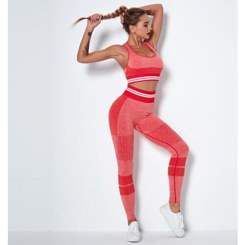 Fashion Breathable Seamless Yoga Tight Suit Sports Track Set For Women