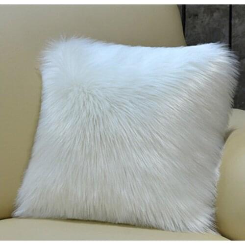 New style artificial wool pillow cover fluffy sofa pillow cushion soft and comfortable plush pillow can be washed without fading