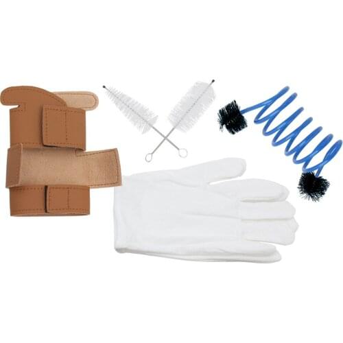 New 5pcs Trumpet Maintenance / Cleaning Kit - Brush Protector Gloves Set