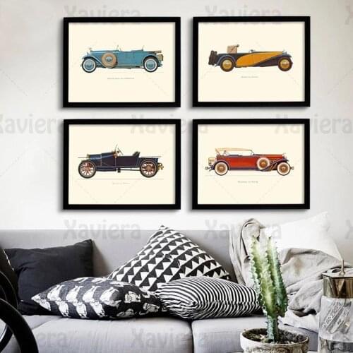 New Classic Illustration Cars Vintage Posters Canvas Painting Nursery Prints Wall Art Pictures Home Mural Living Room Decoration