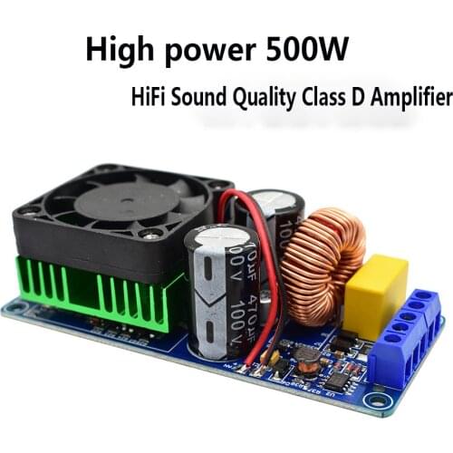 IRS2092S 500W Mono Amplifier Board Class D HIFI High Power Digital Amp 20Hz-20KHz Speaker Protection with Fans
