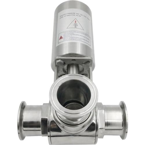 Pneumatic 3-Way Ball Valve Stainless Steel SS304 Tri Clamp Air Ball Valve Pneumatic Three-way Valve Quick Install T-type/L-type
