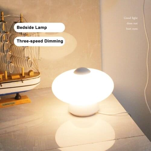 Mushroom Lamp Touching Control Bedside Light Dimmable Table Lamp 3 Color Night Light for Living Room Bedrooms USB Plug
