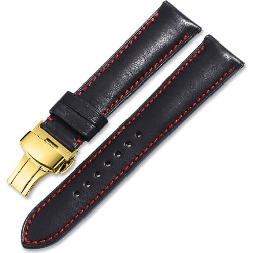 IStrap Watch Strap Black Watch band Genuine leather with Release Spring Bar