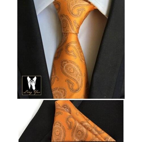 Luxury 8cm Men Classic Design Formal Necktie Set with Pocket Square High Quality Woven Tie Hanky Sets