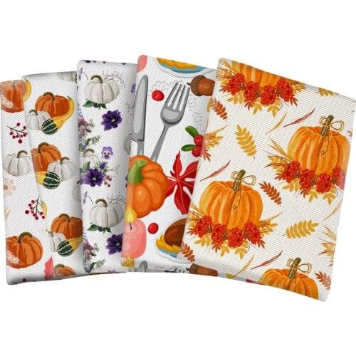 Thanksgiving Styles Printed Twill Polyester Cotton Fabric for DIY Bows Center Scarf Home Textiles Materials 50*145cm