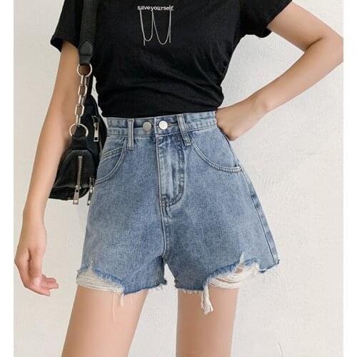 Womens New 2021Fit High Quality Denim Tide Female Pants Summer solid color Loose Mom Shorts Streetwea Jeans Casual Versatile