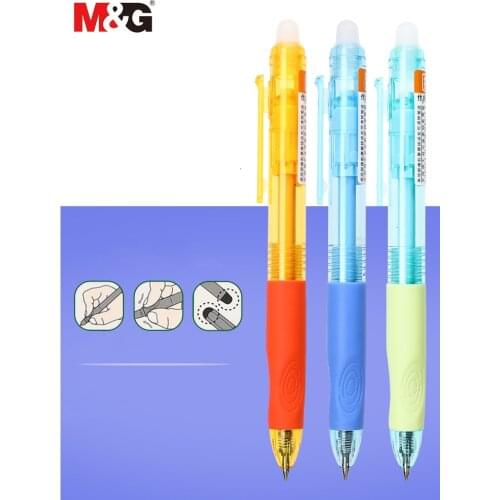 M&G 0.5mm Erasable Pen Press Gel Pen Erasable Refill Rod Gel Ink Stationery Retractable Pens Washable Handle Rod
