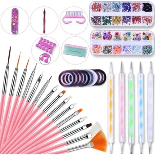 Nail Diamonds Rhinestones Kit Nail Art Brushes Kit Nail Art Supplies with Nail Dotting Tools 3D Nail Art Sequin Nail Art 27RC