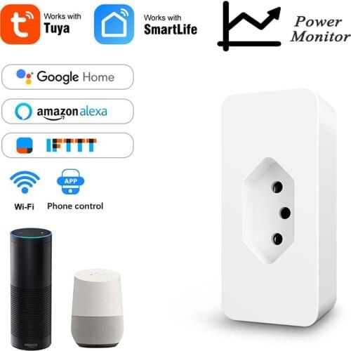 Tuya Smart Wifi Plug BR 10A Power Monitor Timing Socket Outlet Smart Life App Remote Voice Control Works With Alexa Google Home