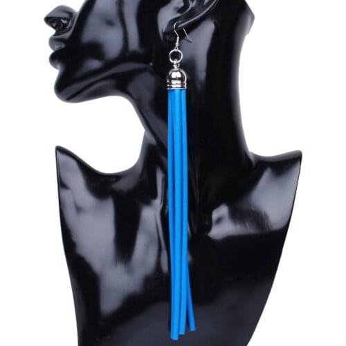 19cm Retro Tassel Long Earrings Women Unusual Multicolor Rubber Drop Earrings 2021 Trendy Body Statement Jewelry Accessories