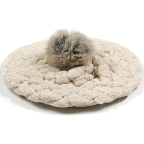 Toddlers Girls Handmade Crochet Knitting Beret Hat Cap Cute Winter Warm Beanie