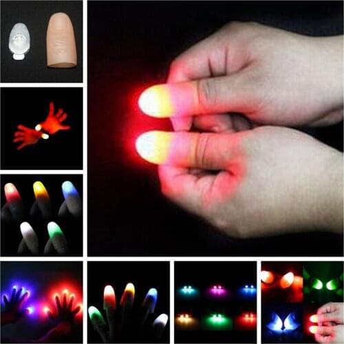 2Pcs Funny Novelty LED Light Flashing Fingers Kids Amazing Children Luminous Gifts Magic Trick Props Fantastic Glow Toys Random