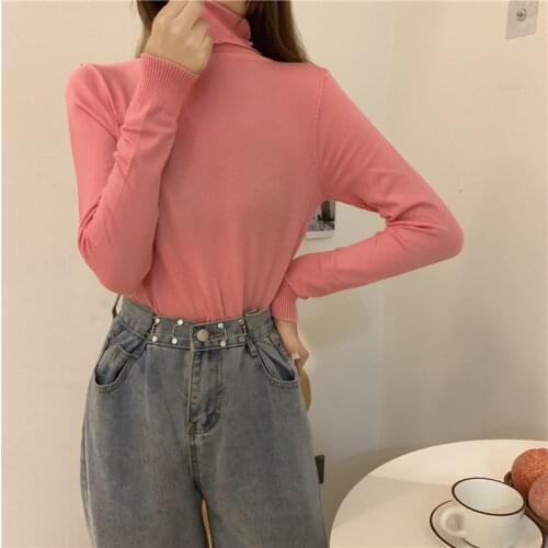 Woman Sweaters Pullover Womens Sweater Slim Fit Outer Wear Autumn And Winter Knitting Turtleneck Femme Chandails