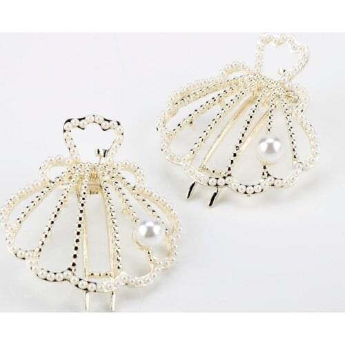 Scallop Pearl Hair Claw for Women White Large/Mini Size Hair Clip Headdress Women Girl Hairpin Accessories Styling Tools