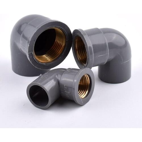 1-3Pcs 20~32mm To 1/2~1 Inch Grey Copper Female Thread PVC 90 Degree Elbow Connector Garden Irrigation Water Supply Tube Joints
