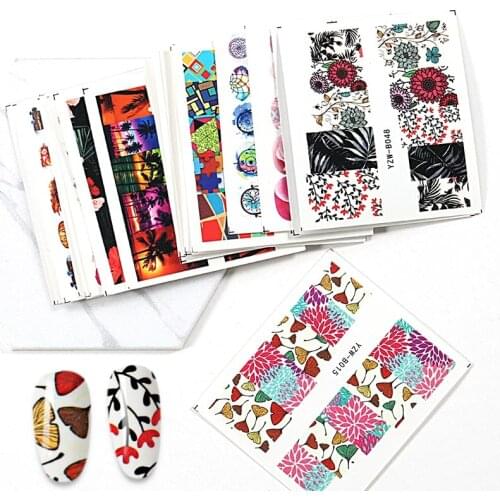 1Set Multi-style Water Nail Decal And Sticker Flower Cake Tree Green Simple Summer DIY Slider For Manicuring Nail Art Watermark