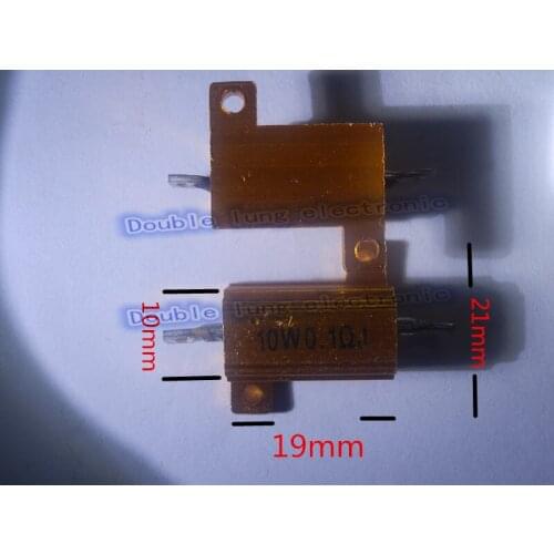 2pcs/lot 10W Golden Aluminium Resistor 0.1R 0.2R 0.3R 0.4R 0.5R 0.6R 0.8R 1.5R 2.2R 2.7 4.7R ohm Gold Aluminium Shell Resistance