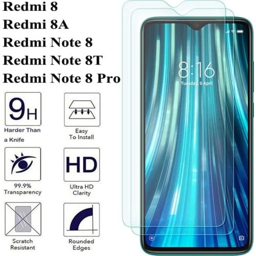 2Pcs/Lot Full Cover Tempered Glass For Xiaomi Redmi 8 8A Screen Protector For Redmi Note 8 Pro 8T Safety Protective Glass Film