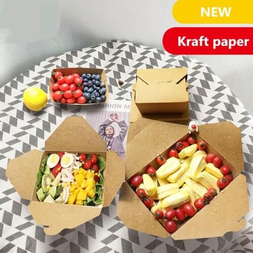 200PCS Fried chicken Fries Salad Kraft paper box Disposable Bento Box Meal Storage Food Prep Box Containers Takeaway lunch box