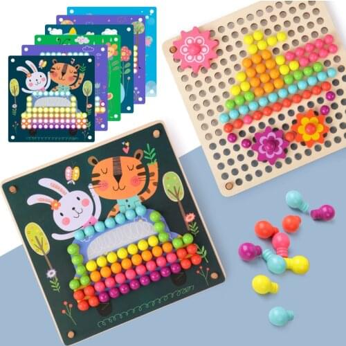2020 New Interesting and Creative Mushroom Nail Preschool Education Puzzle Childrens Montessori Education Wooden Puzzle Toys
