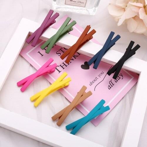 6013 Han Zhishang Korean Style Elegant Scrub Cross Bang Clip Candy Color Long Clip Creative Simple Side Clip