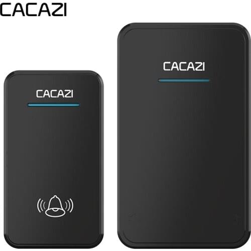 CACAZI Wireless Doorbell DC battery-operated 300M Range 48 Chimes 6 Volume LED Light 23A12V Battery Home Cordless Doorbell