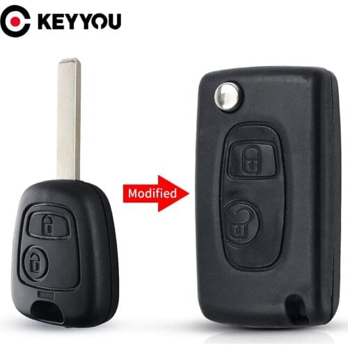KEYYOU 2 Buttons Remote Key Shell Case Folding Flip Fob For PEUGEOT 107 207 307 407 607 1007 Citroen C1 C2 C3 Pluriel C4 C5 C8