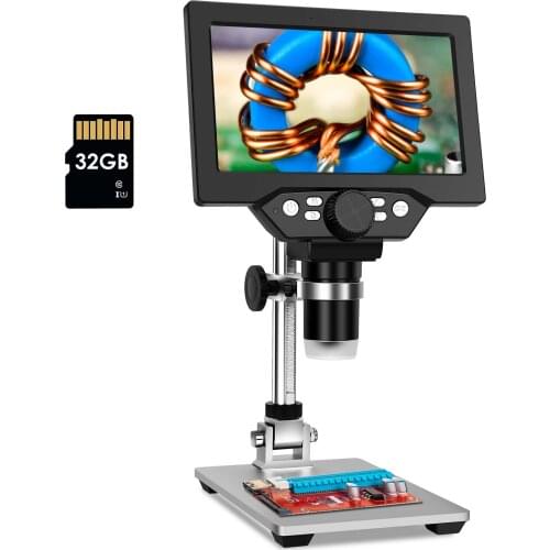 G1200 Chargeable USB Digital Microscope 12MP 7 Inch Large Color Screen LCD Display 1-1200X Continuous Amplification Magnifier