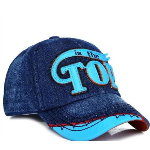 2016 New Kids Baseball Caps Baby Has & Caps Fashion Letter TOP Jean Denim Cap Baby Boys Girls Sun Caps for 3-7 Years Child
