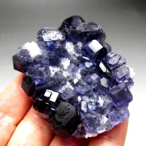 123g Blue Cubic Fluorite on Quartz Matrix - crystals and stones healing Mineral specimen Home Decor feng shui decoration