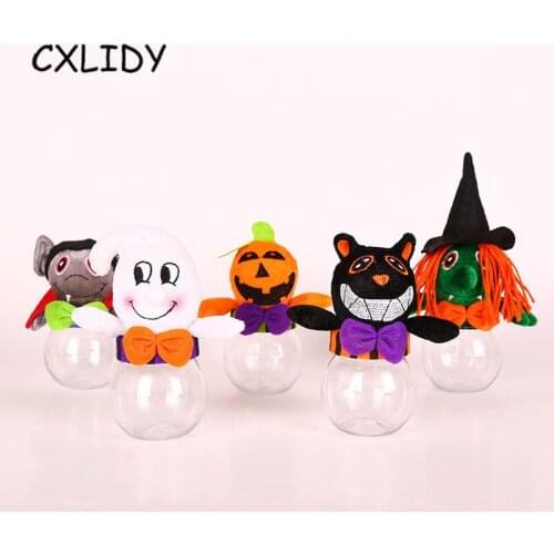 Halloween Decorations Childrens Transparent Candy Cans Black Cat Pumpkin Candy Cans Halloween Gift Jar Decorations aa035