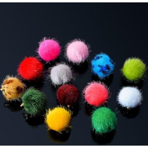 10Pcs/Lot 16MM Fur Pompom 15 Colors Covered Ball Leopard Charm Necklace Pendant For Jewelry Making DIY Women Diy Ear Accessories