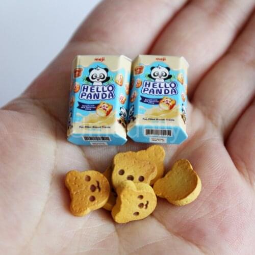 Cute 1/12 Scale Miniature Dollhouse Mini Panda Cookies Boxes for Barbies Doll Food Pretend Play Kitchen Toy