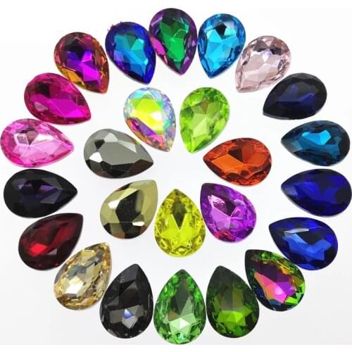 Mini Order All Sizes Colors Teardrop Glass Crystal Fancy Stone Pointed Back Rhinestone Droplet for Jewelry Making