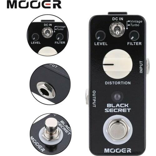 Mooer Black Secret Electric Guitar Effect Pedal Micro Mini Distortion 2 Working Modes True Bypass Copy From Proco Rat Effect