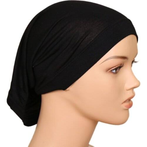 Muslim Headscarf Women Hijabs Cotton Hat Girl Cap Solid Candy Color Under Scarf Neck Cover Muslim Scarf Hijabs
