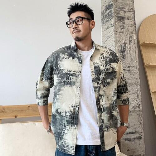 2021 Casual Shirt For Men Clothing Letters Lovers Fashion Four Seasons New Hot Loose Middle Sleeve College Tidal Current Dress