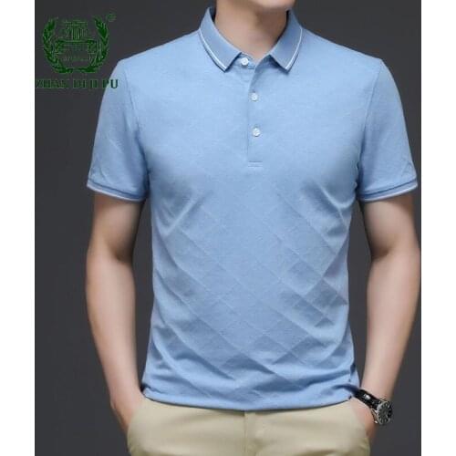 2021 New Mens Short-sleeved T-shirt Polo Shirt Casual Solid Color Lapel Comfortable Tops Summer Mercerized Cotton Polo Shirts