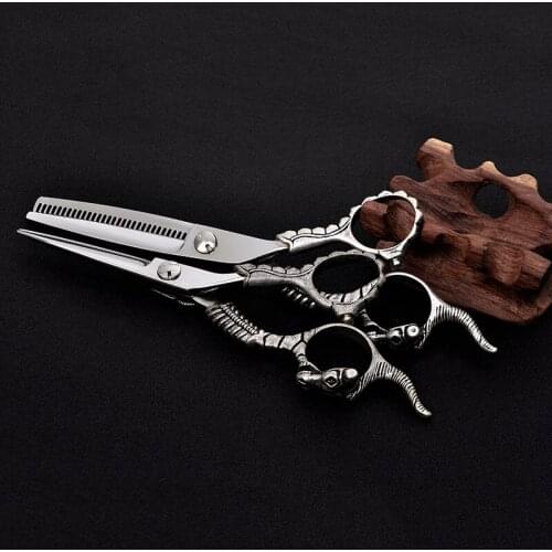 6 Inch Hair Scissors 9CR13 Stainless Steel Tesouras Tools for Hairdressing Cutting Thinning Goat Shape Personality Gothic style