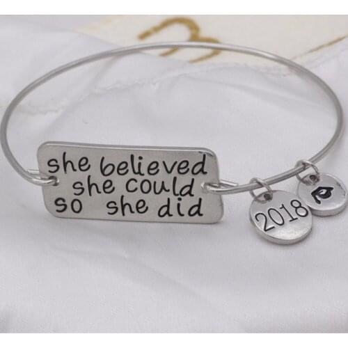 She believed she could so she did bangles inspirational bracelets 2018 awareness bangles YLQ0610
