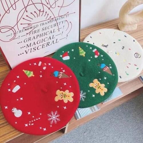 INS Autumn Winter Hat Christmas Limited Wool Berets French Artist Beret Women Painter Vintage Girls Berets Female Warm Cap Gorro