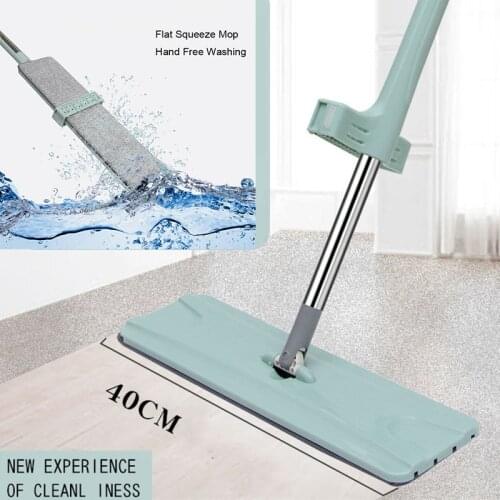 Flat Mop Free Hand Washing Stainless Steel Handle Spin Mop Home House Office Cleaning Tool Microfiber Pad Kitchen Floor Clean