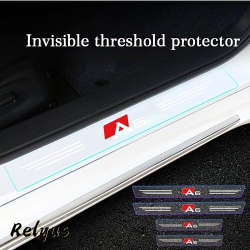 4Pcs Transparent Car Door Sill Protector Threshold Anti-Scratch Protective Film Decorative For Audi A6 C7 C6 C5 Accessories