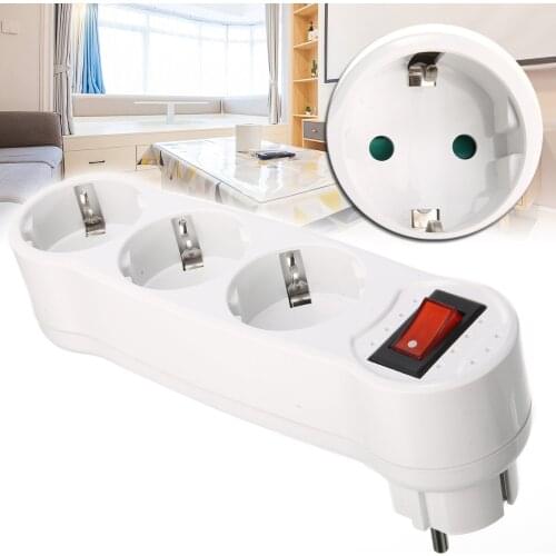 1pc 250V 16A Triple Plug Multiple Plug Power Distribution Box Three-way Plug Adapter Home Electronics Charging Convenien